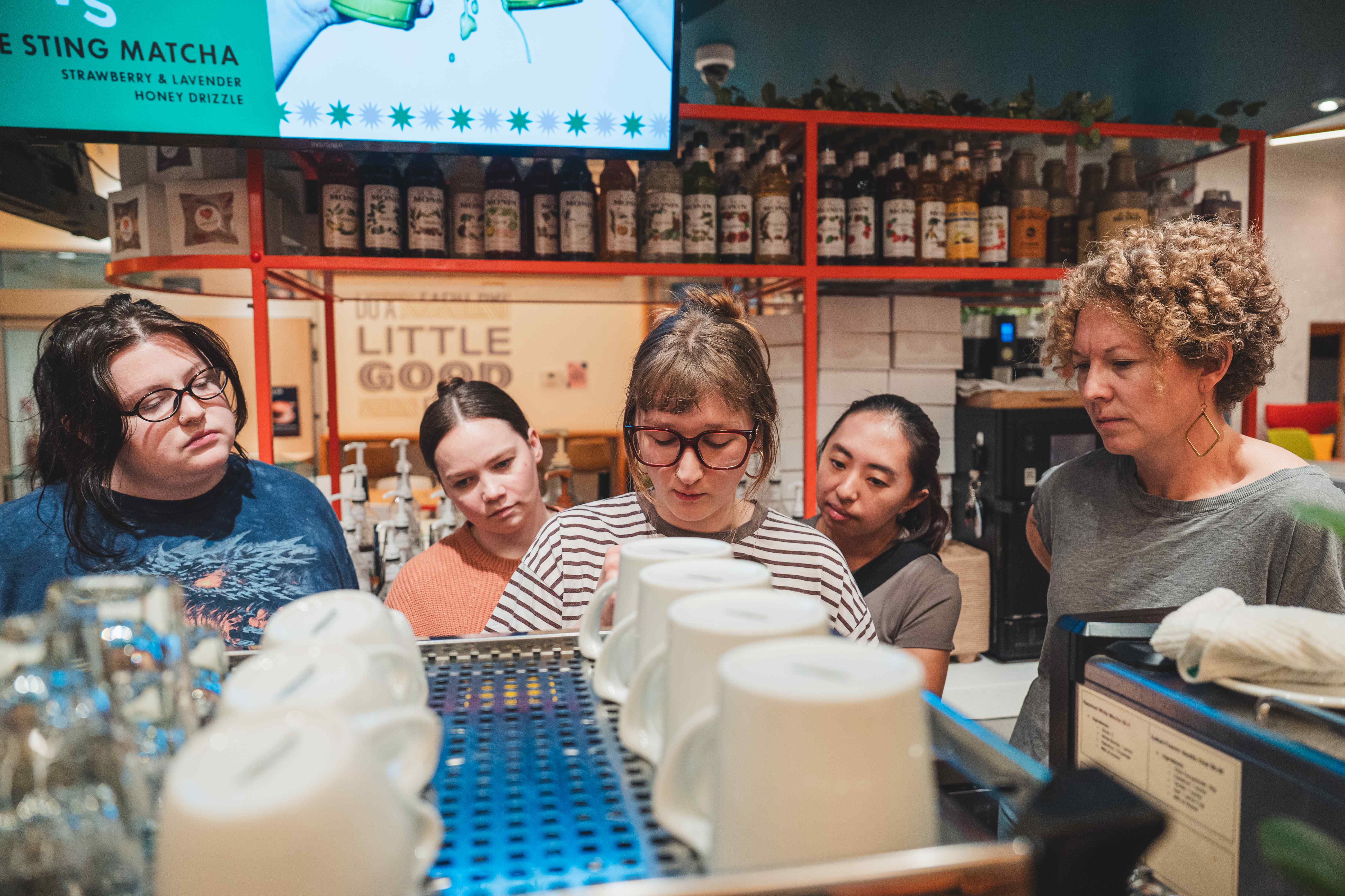Latte art workshop in progress at BakeLab